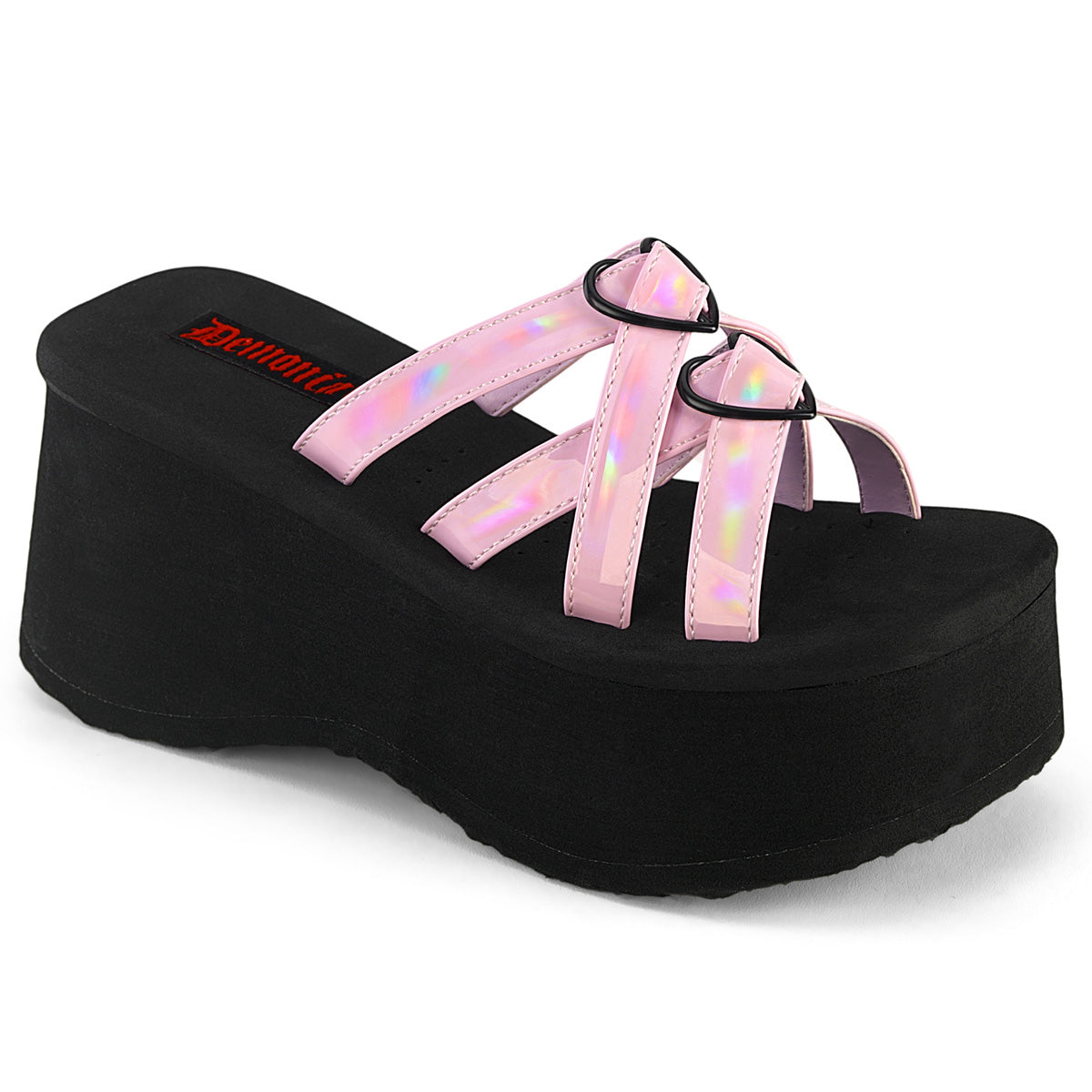 Women\'s Demonia Funn-15 Sandals Baby Pink Holo Patent | APO523941