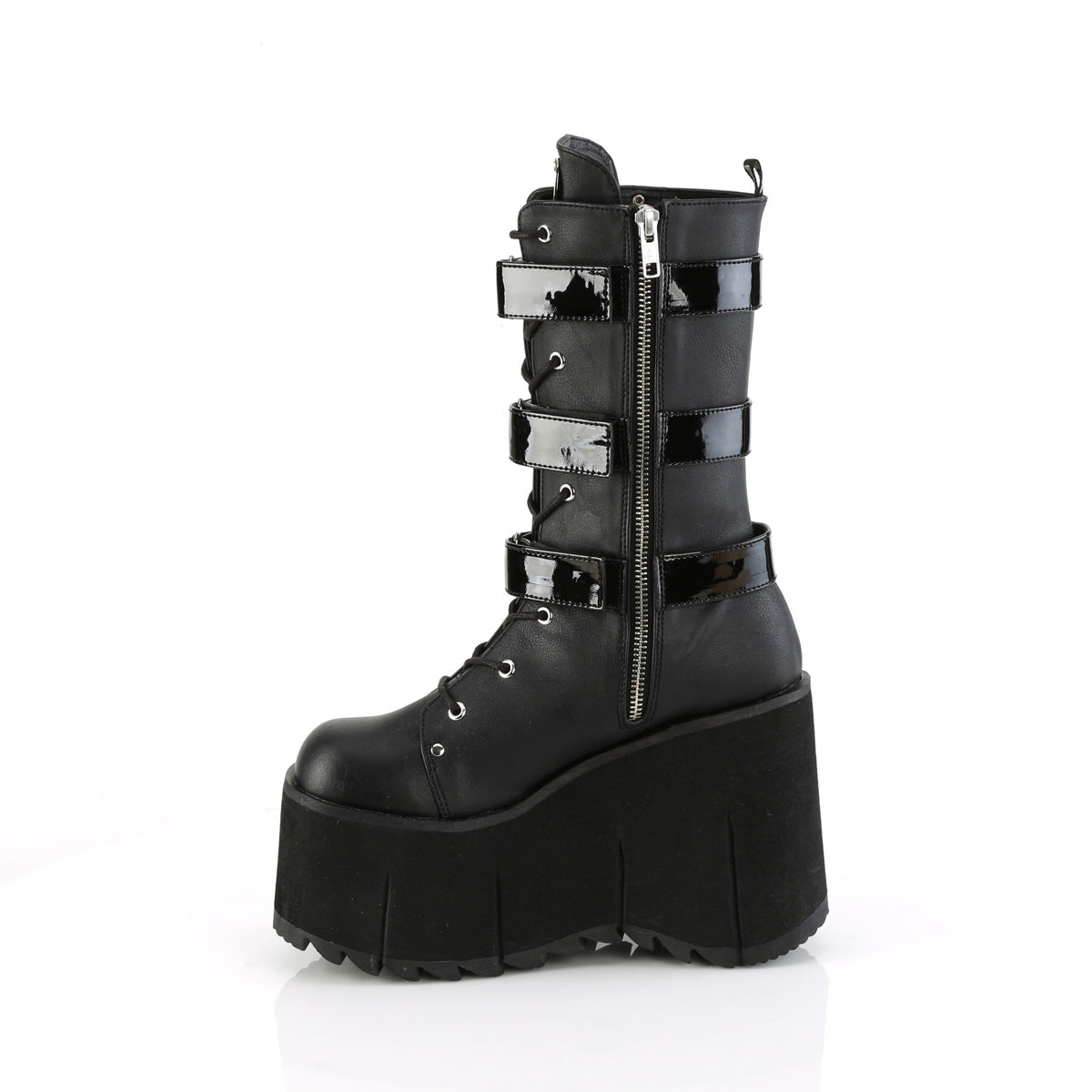 Women's Demonia Kera-110 Platform Boots Black Vegan Leather-Patent | LWQ508769