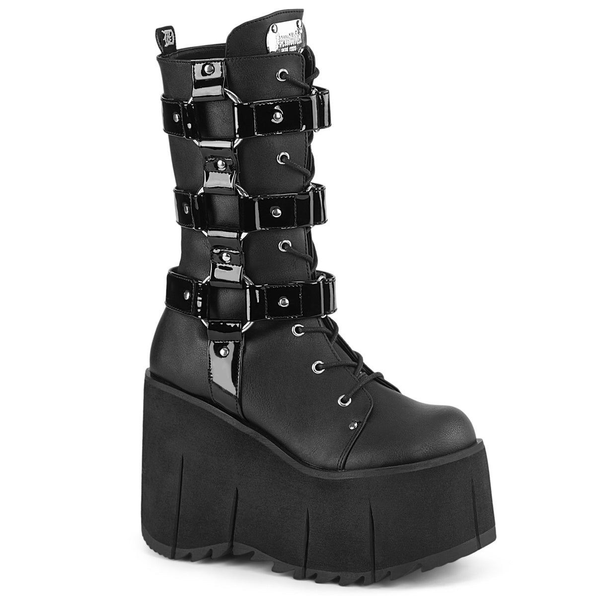 Women\'s Demonia Kera-110 Platform Boots Black Vegan Leather-Patent | LWQ508769