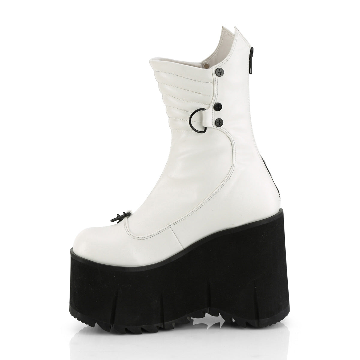 Women's Demonia Kera-130 Platform Boots White Vegan Leather | GDP041278