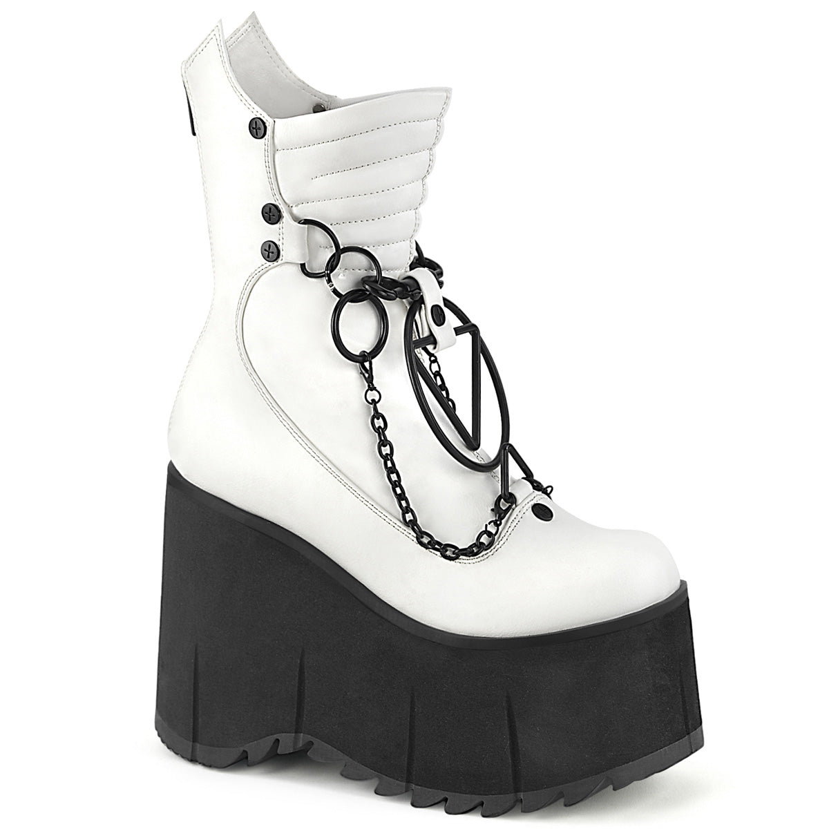 Women\'s Demonia Kera-130 Platform Boots White Vegan Leather | GDP041278