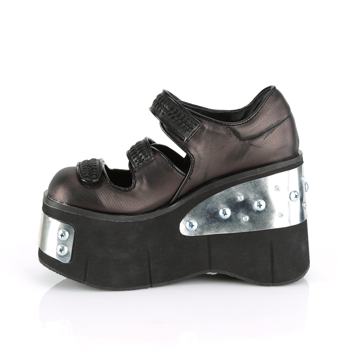 Women's Demonia Kera-13 Mary Janes Black-Pewter Vegan Leather | CFI230619