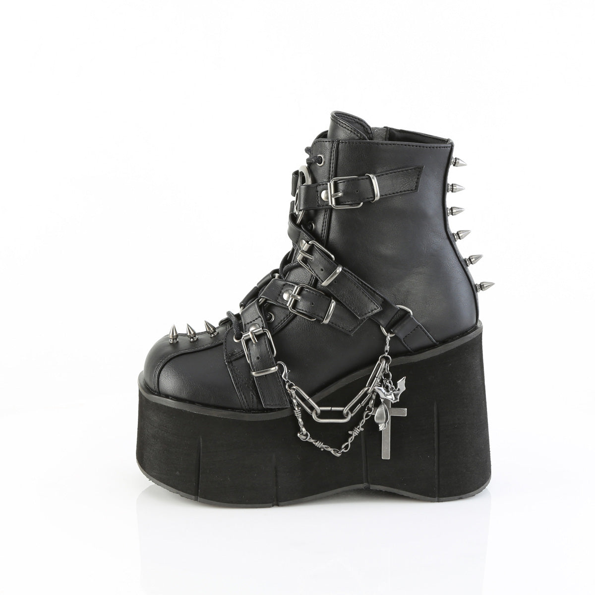 Women's Demonia Kera-68 Platform Boots Black Vegan Leather | EFT761385