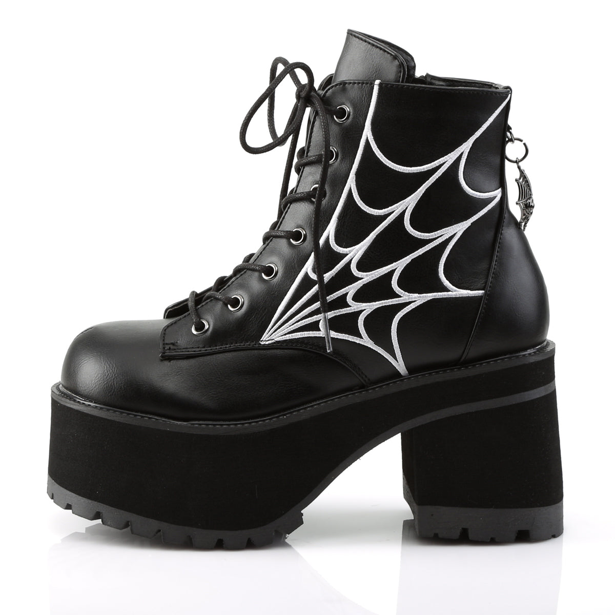 Women's Demonia Ranger-105 Platform Boots Black Vegan Leather | IMA825490