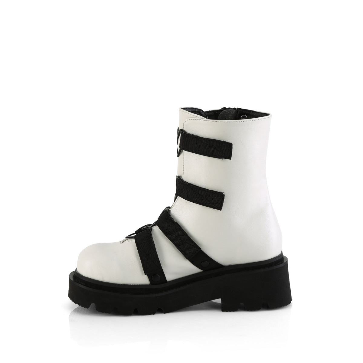 Women's Demonia Renegade-50 Platform Boots White Vegan Leather-Nylon | LPD410827