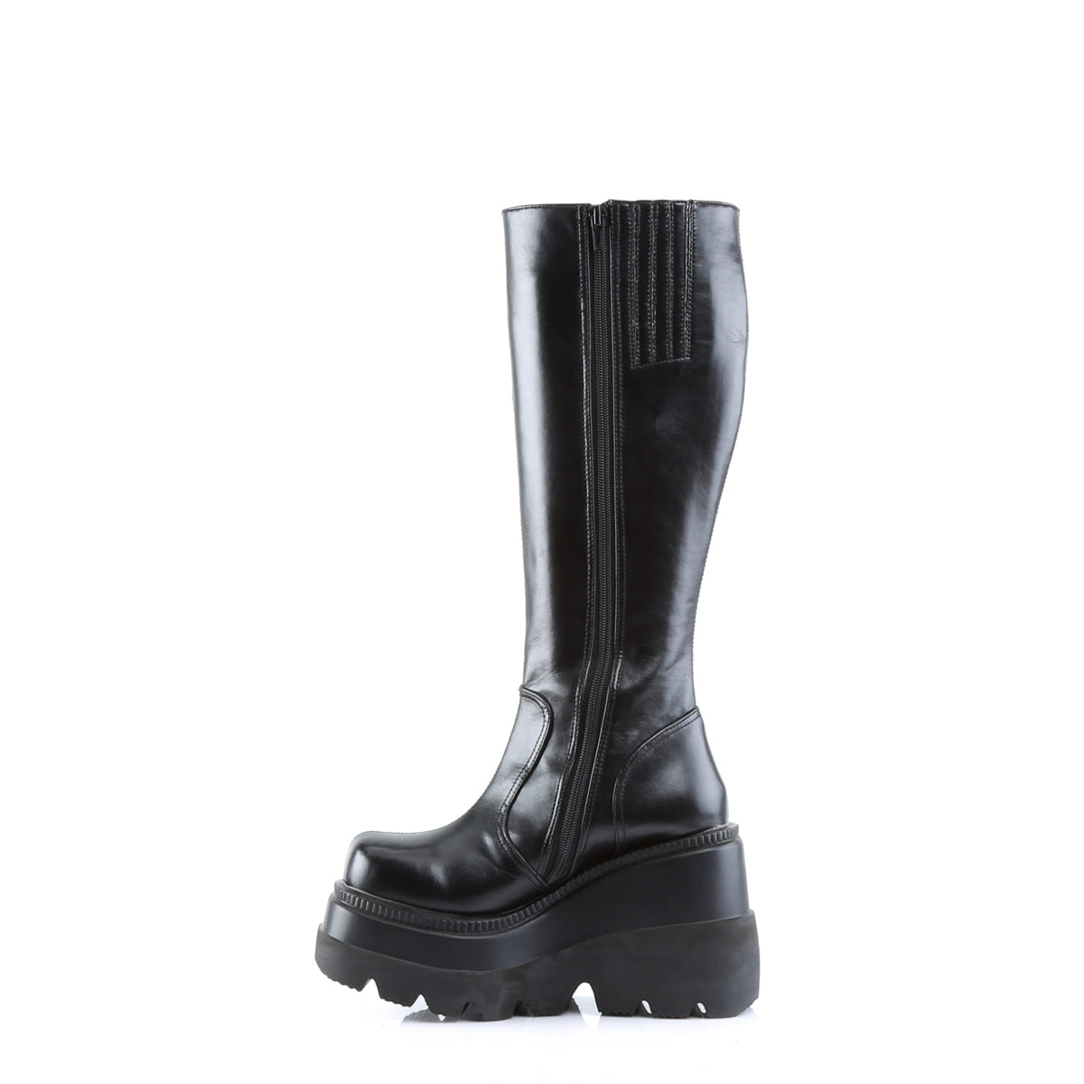 Women's Demonia Shaker-100 Knee-high Boots Black Vegan Leather | WPX096871