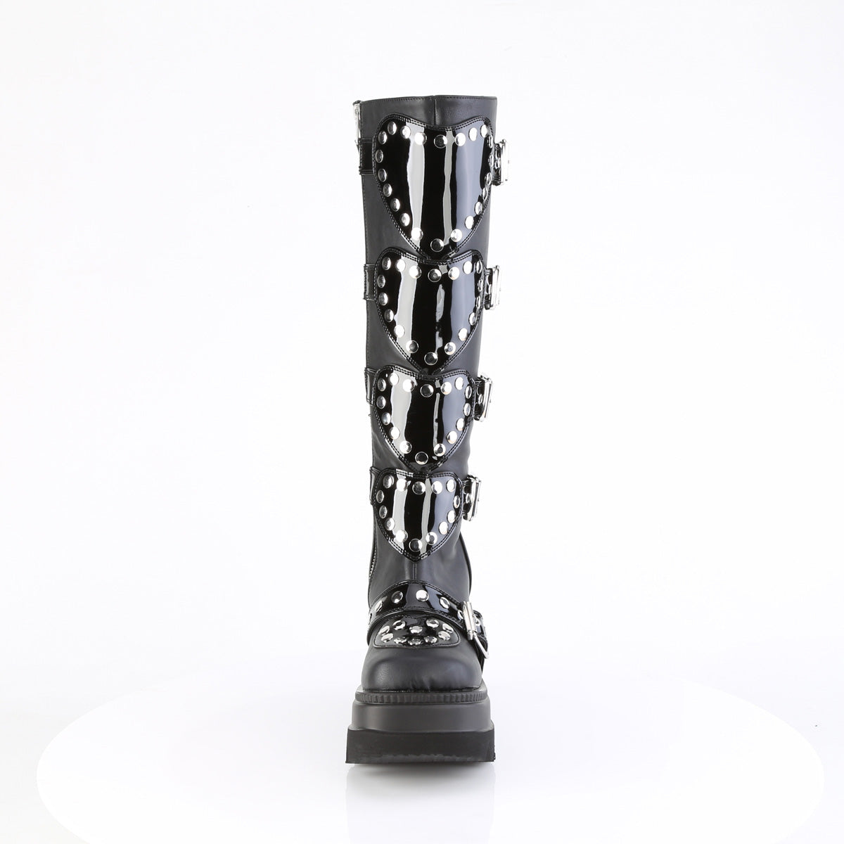 Women's Demonia Shaker-210 Knee-high Boots Black Vegan Leather | OHE347150