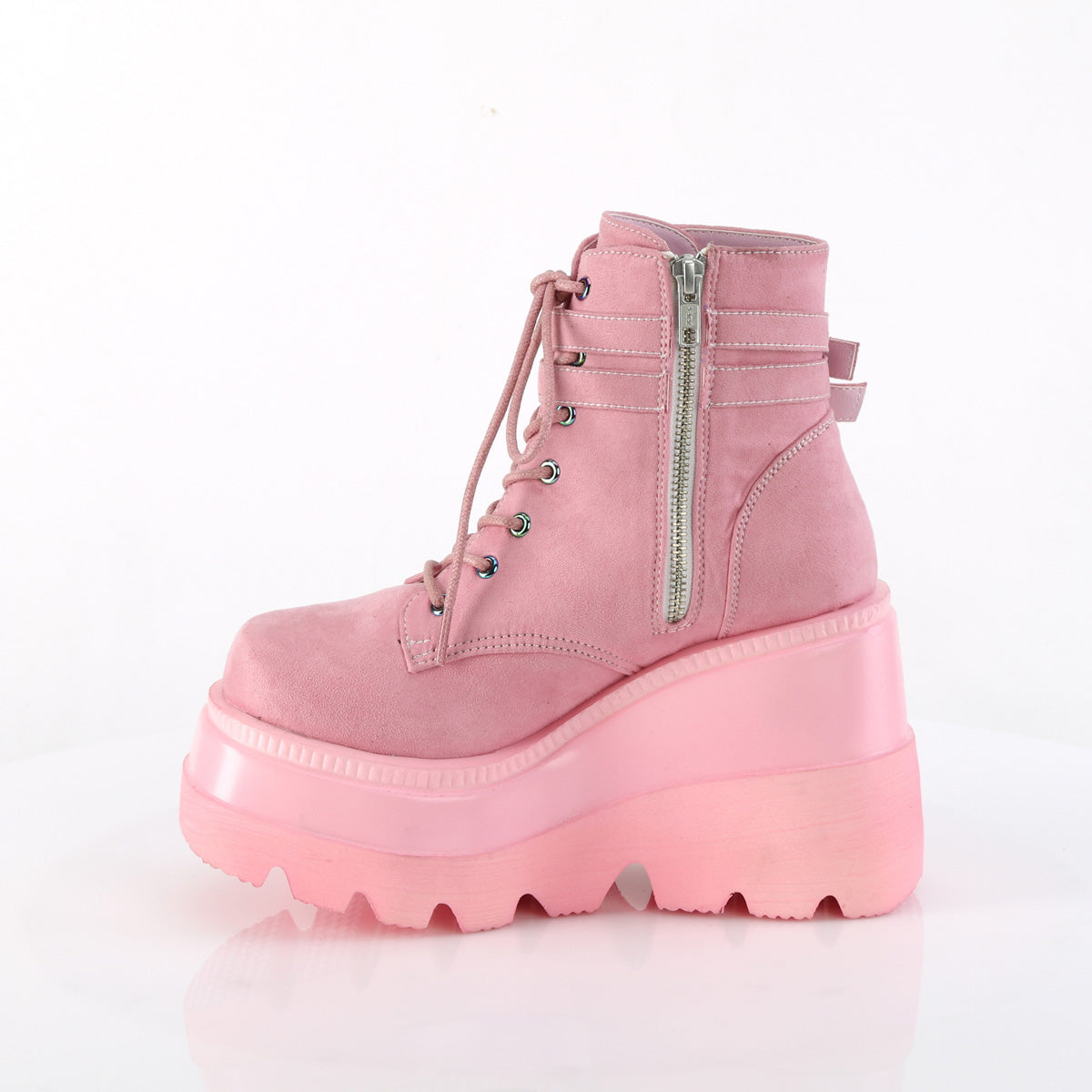 Women's Demonia Shaker-52 Platform Boots Baby Pink Vegan Suede | TGD625708