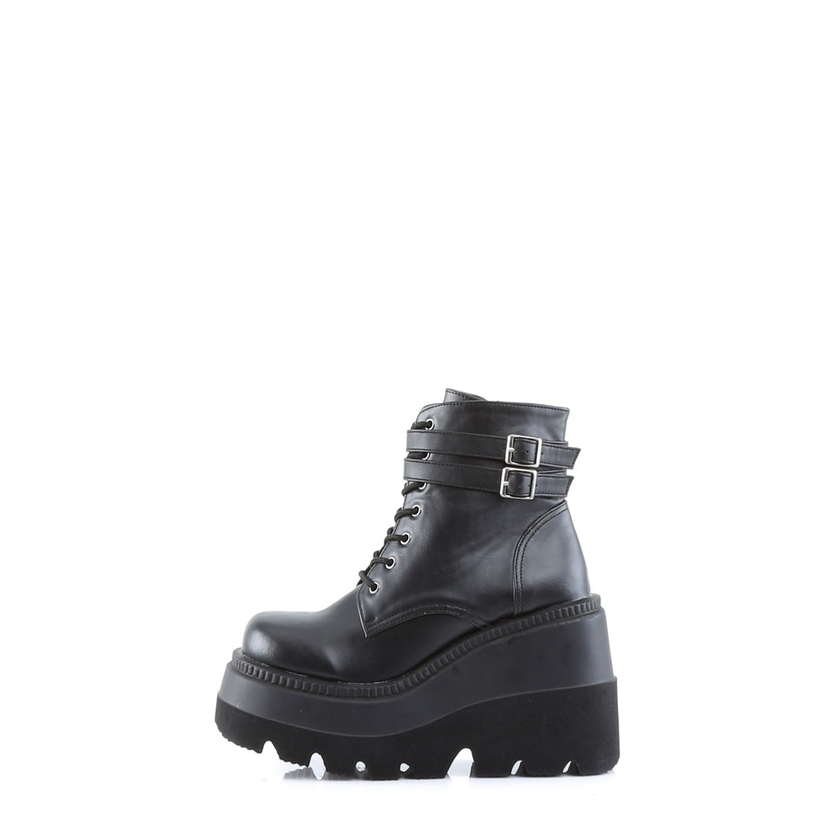 Women's Demonia Shaker-52 Platform Boots Black Vegan Leather | HBR087192