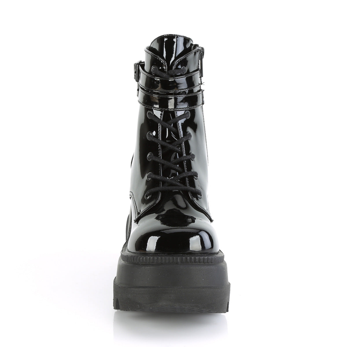 Women's Demonia Shaker-52 Platform Boots Black Patent | BYV017489