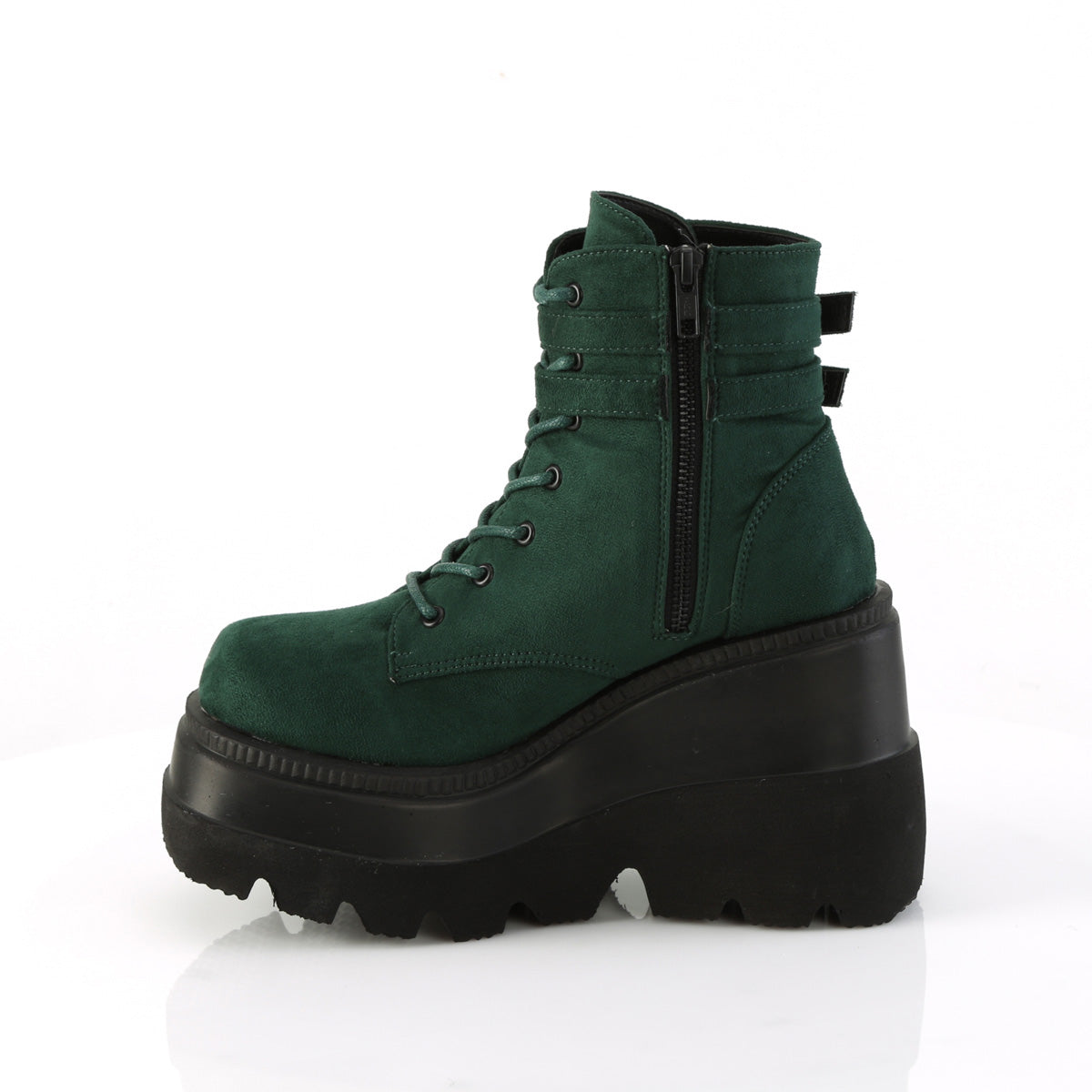 Women's Demonia Shaker-52 Platform Boots Emerald Vegan Suede | AGB562840