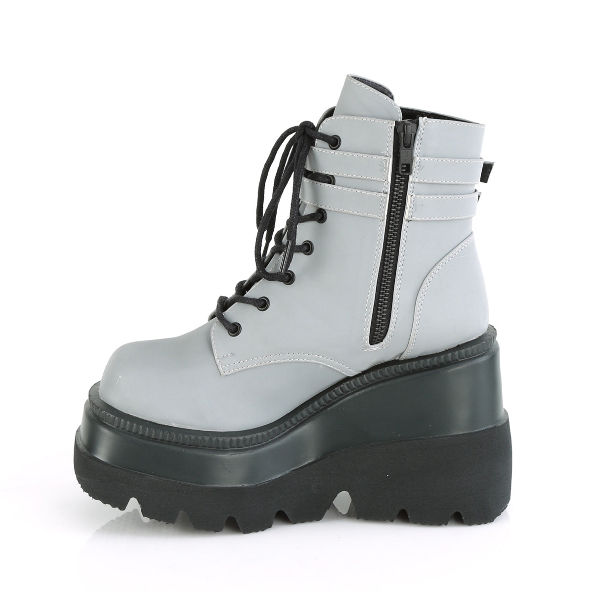 Women's Demonia Shaker-52 Platform Boots Gray Reflective | MQL683570