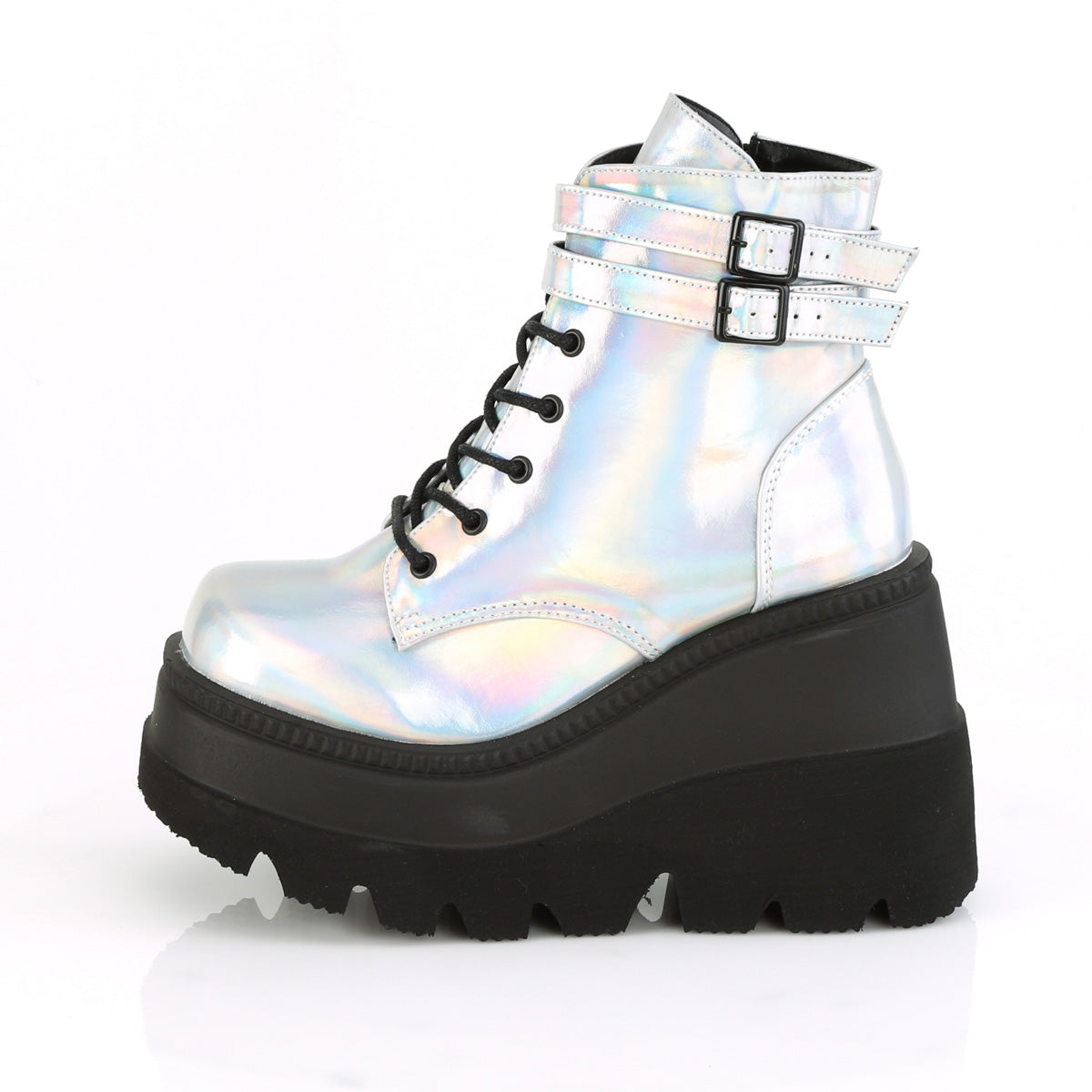 Women's Demonia Shaker-52 Platform Boots Silver Hologram | QOM527831