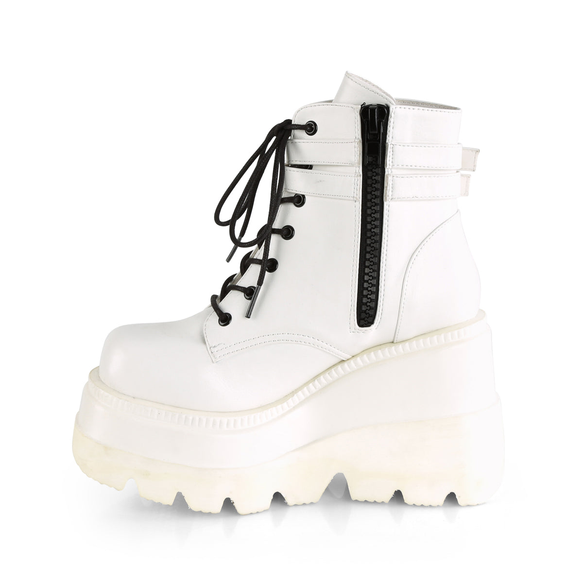 Women's Demonia Shaker-52 Platform Boots White Vegan Leather | ASJ408276