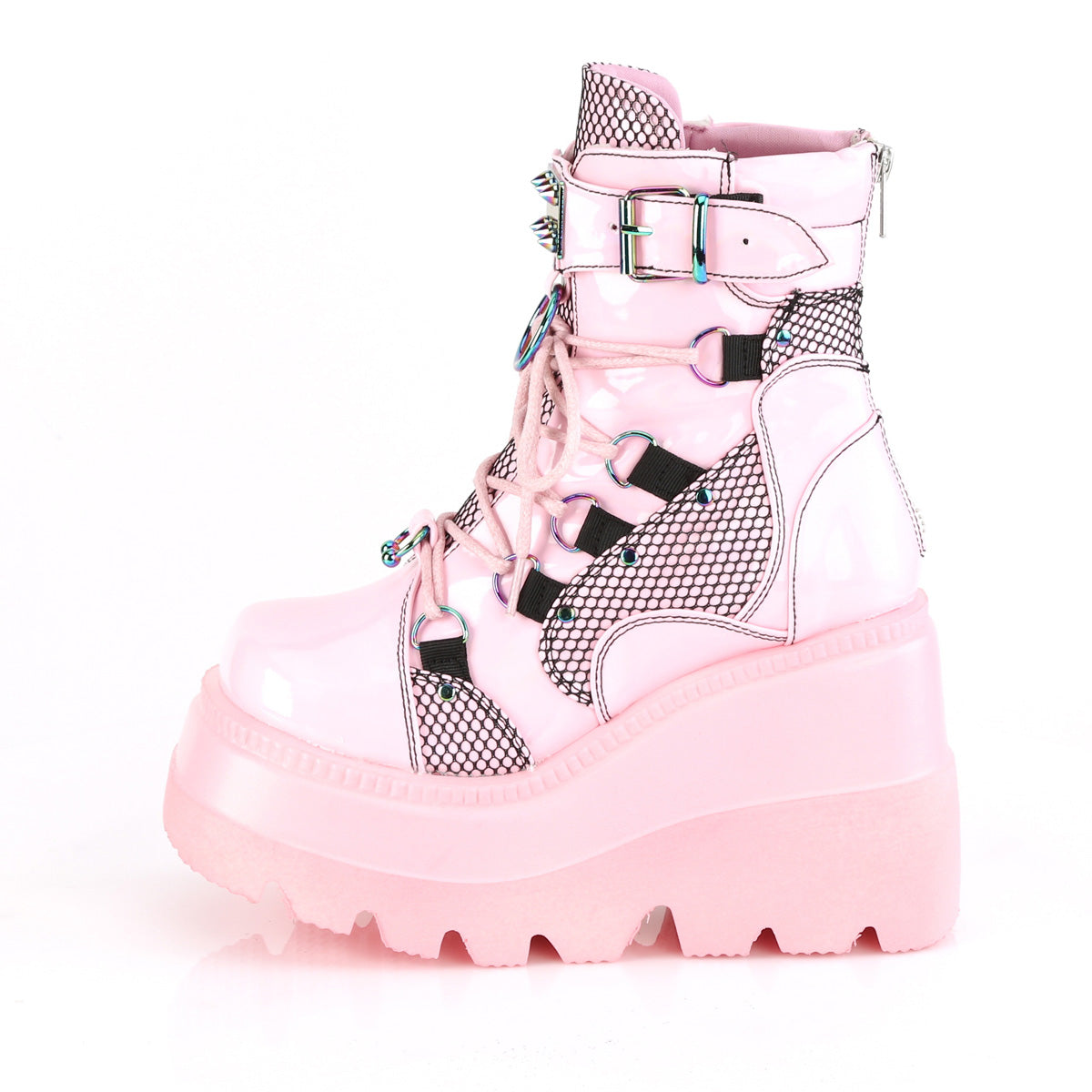 Women's Demonia Shaker-60 Platform Boots Baby Pink Hologram | XSM130257