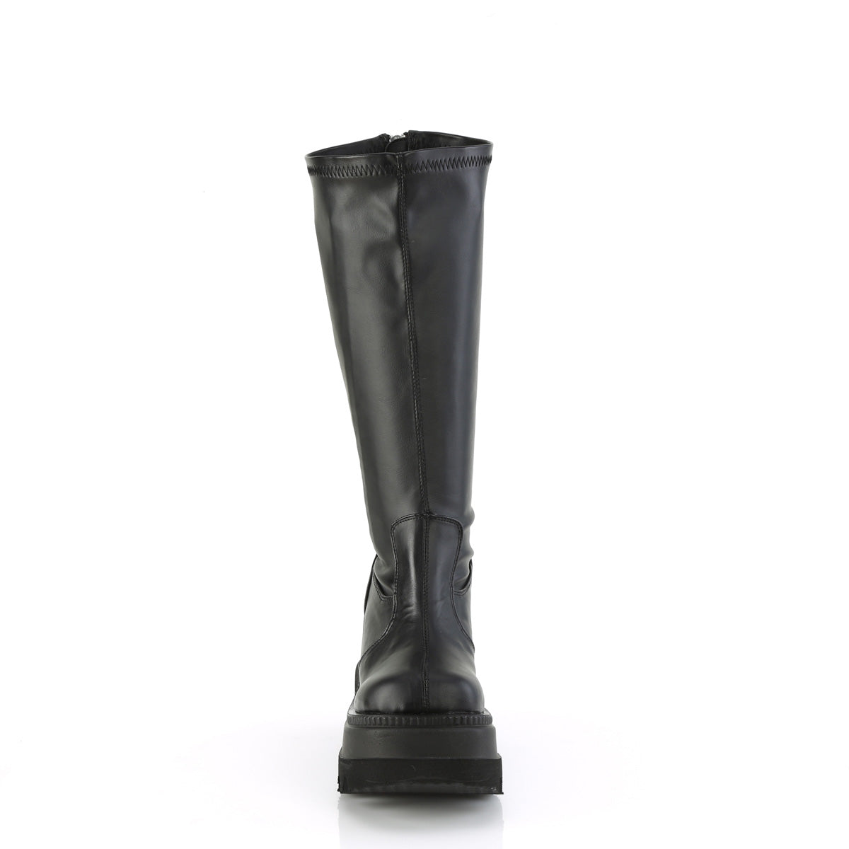 Women's Demonia Shaker-65WC Platform Boots Black Stretch Vegan Leather | GDQ897245