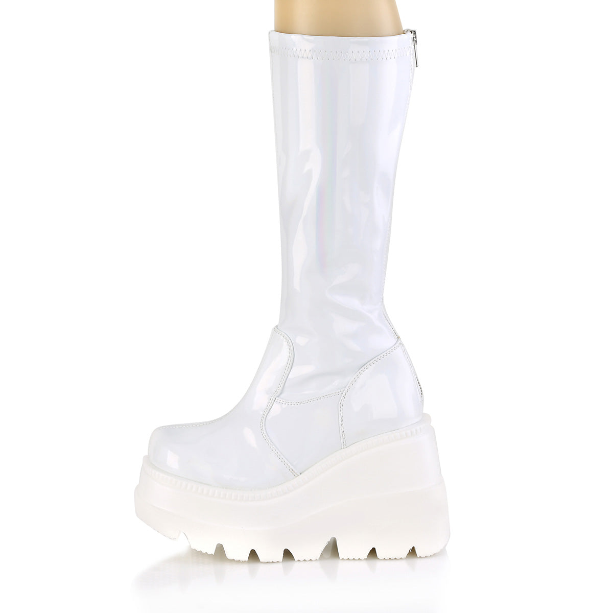 Women's Demonia Shaker-65 Platform Boots White Hologram | UNX275319