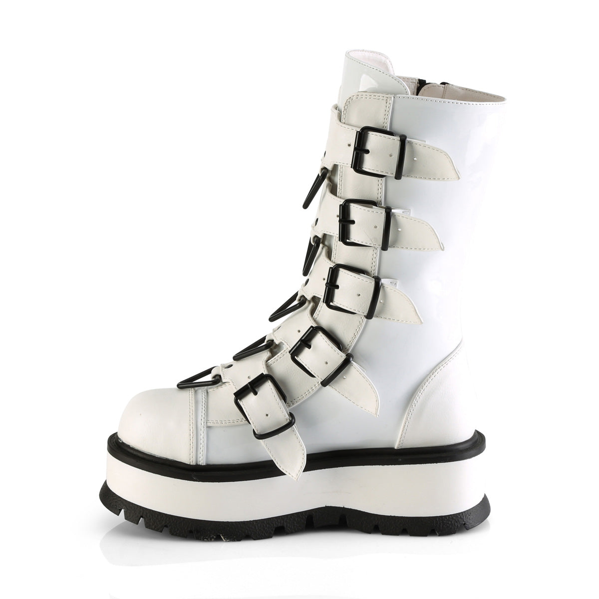 Women's Demonia Slacker-160 Platform Boots White Patent | TLE706348