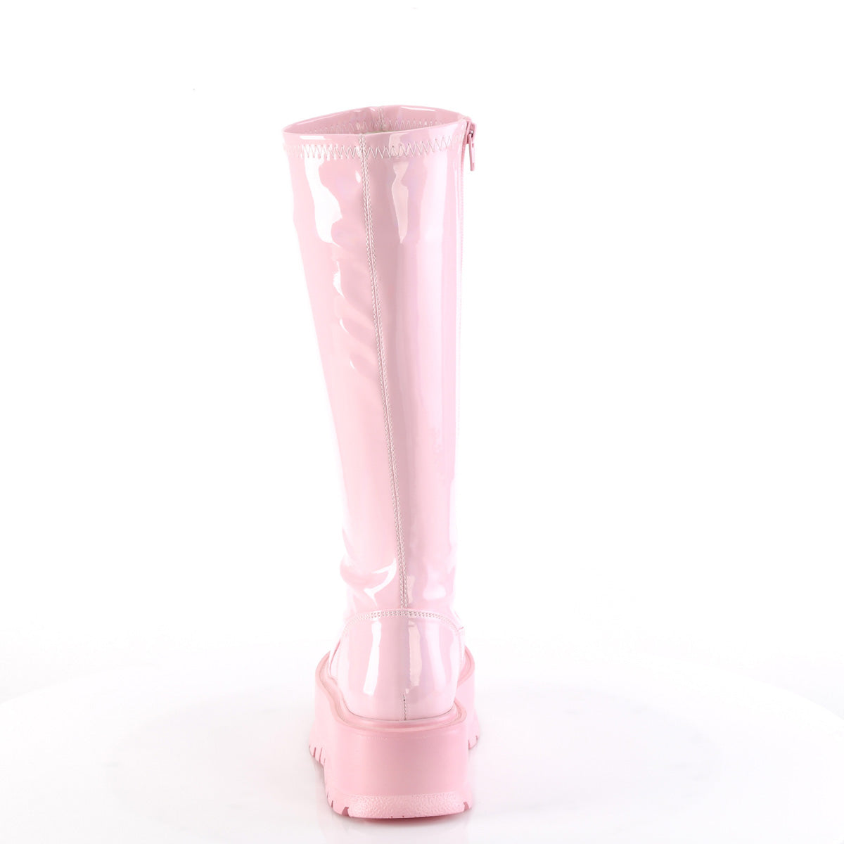 Women's Demonia Slacker-200 Knee-high Boots Baby Pink Holo Patent | BOZ582136