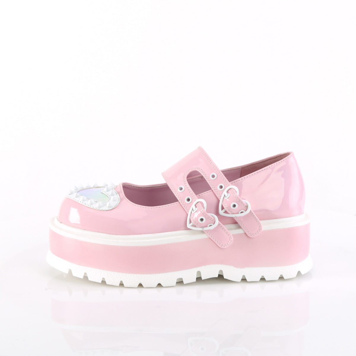 Women's Demonia Slacker-25 Mary Janes Baby Pink Holo Patent | QWR031268