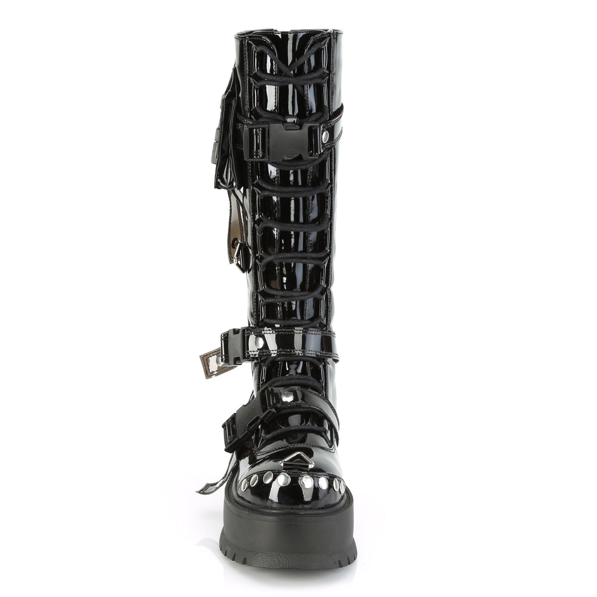 Women's Demonia Slacker-260 Knee-high Boots Black Patent | OHA648972