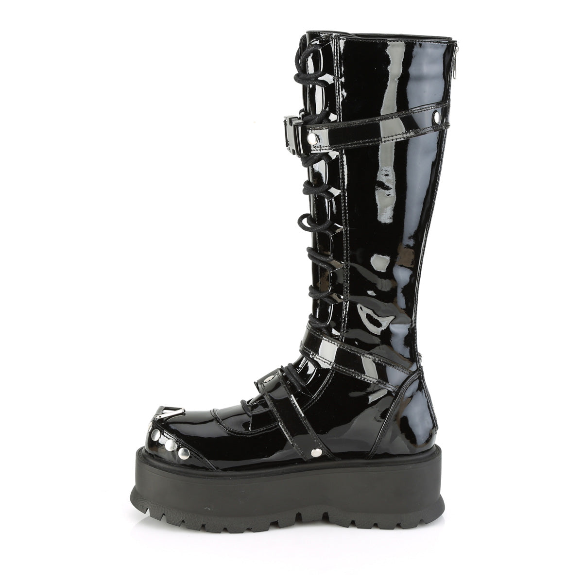 Women's Demonia Slacker-260 Knee-high Boots Black Patent | OHA648972