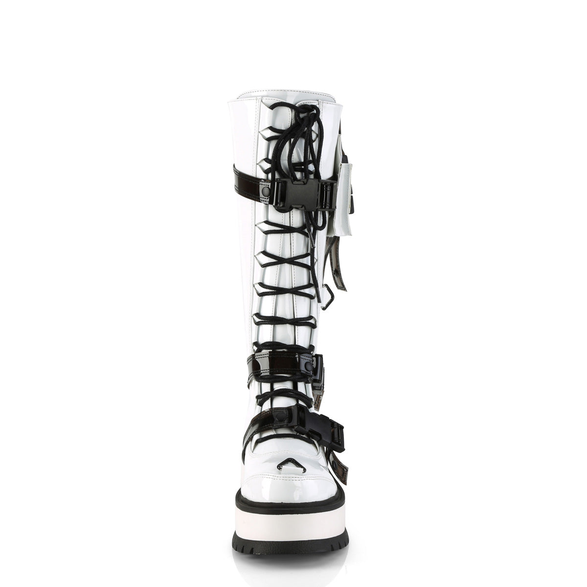 Women's Demonia Slacker-260 Knee-high Boots White Patent | PCF249613