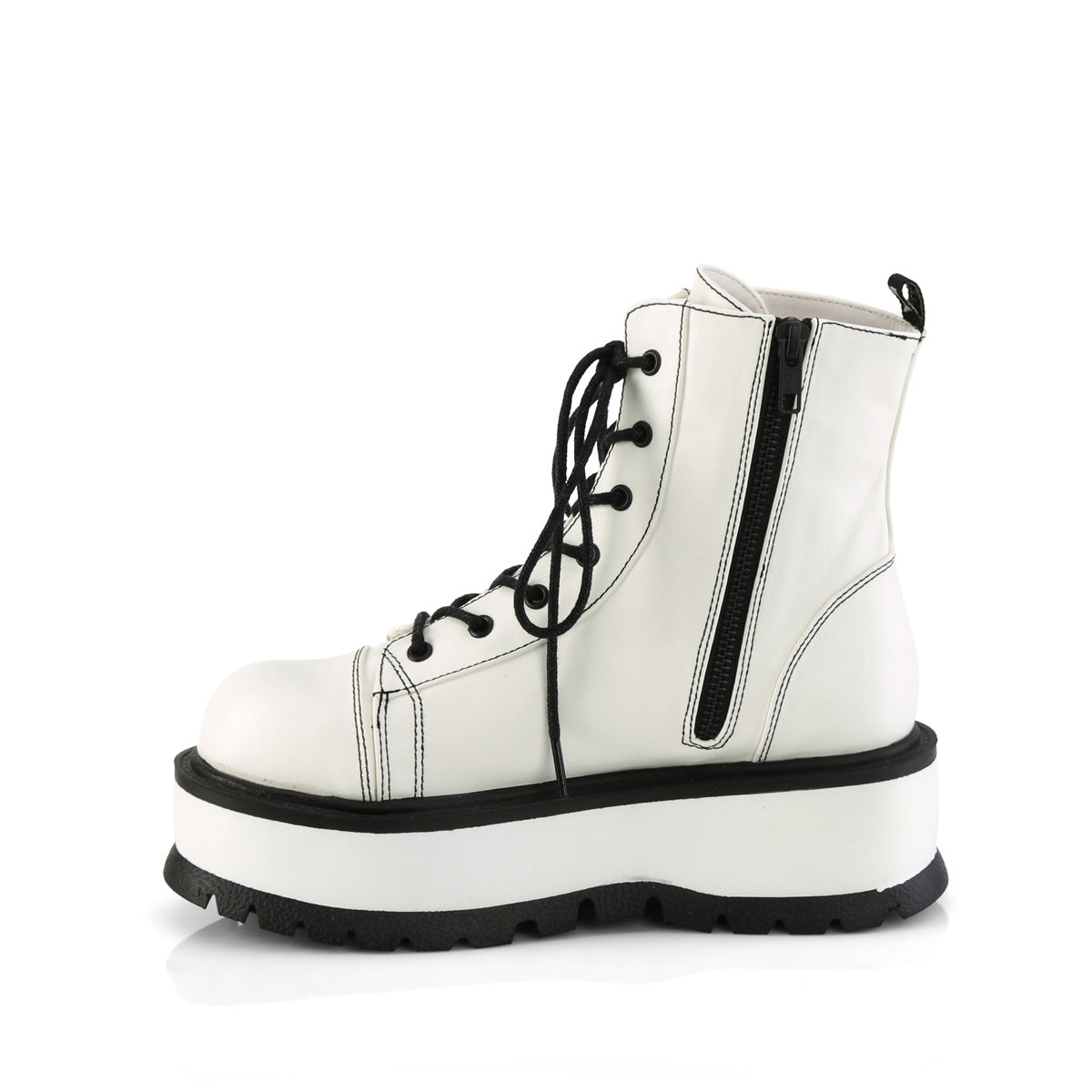 Women's Demonia Slacker-55 Platform Boots White Vegan Leather | PJE534172