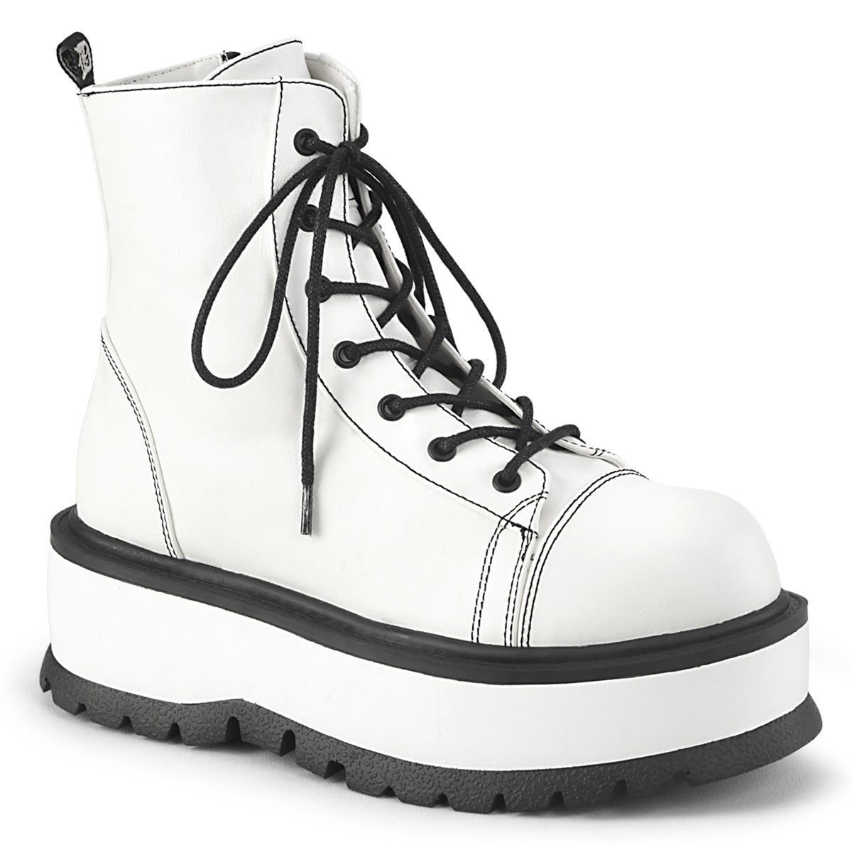 Women\'s Demonia Slacker-55 Platform Boots White Vegan Leather | PJE534172