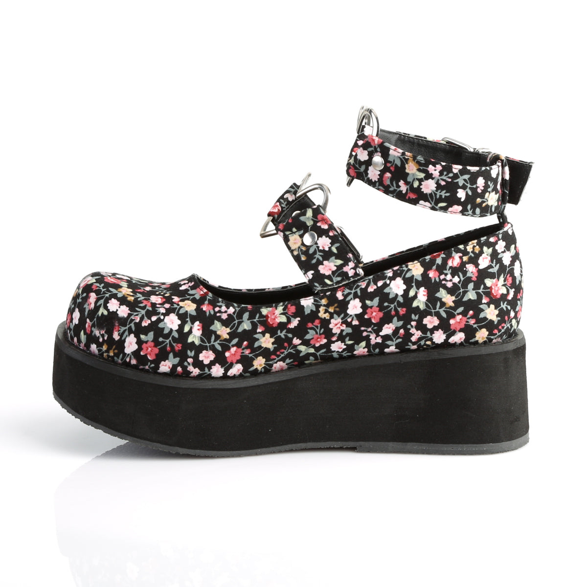 Women's Demonia Sprite-02 Mary Janes Floral Fabric | VDG295417