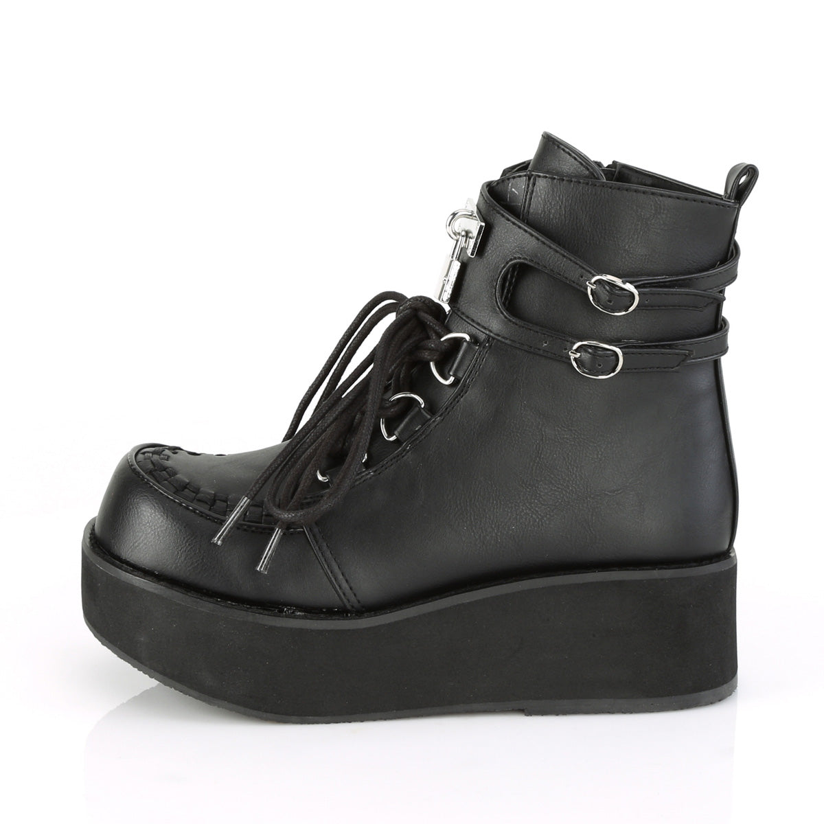 Women's Demonia Sprite-70 Platform Boots Black Vegan Leather | EZU960573