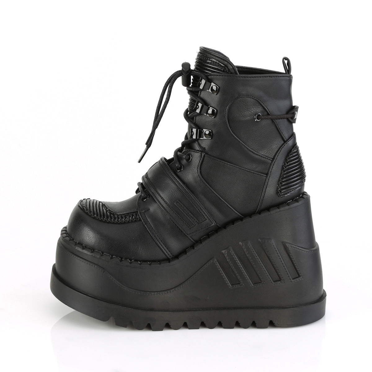 Women's Demonia Stomp-13 Platform Boots Black Vegan Leather | TRH432108