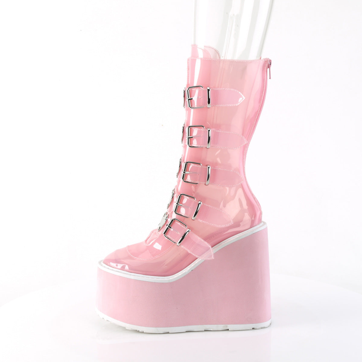 Women's Demonia Swing-230C Knee-high Boots Baby Pink TPU | RYH207369