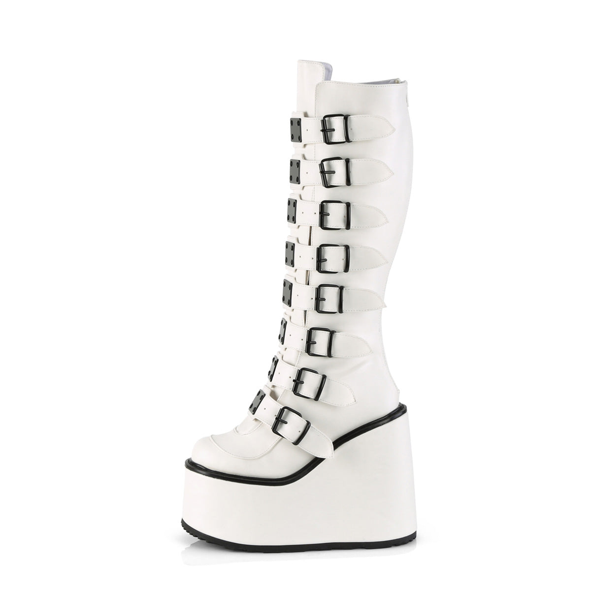 Women's Demonia Swing-815 Knee-high Boots White Vegan Leather | QPC650937