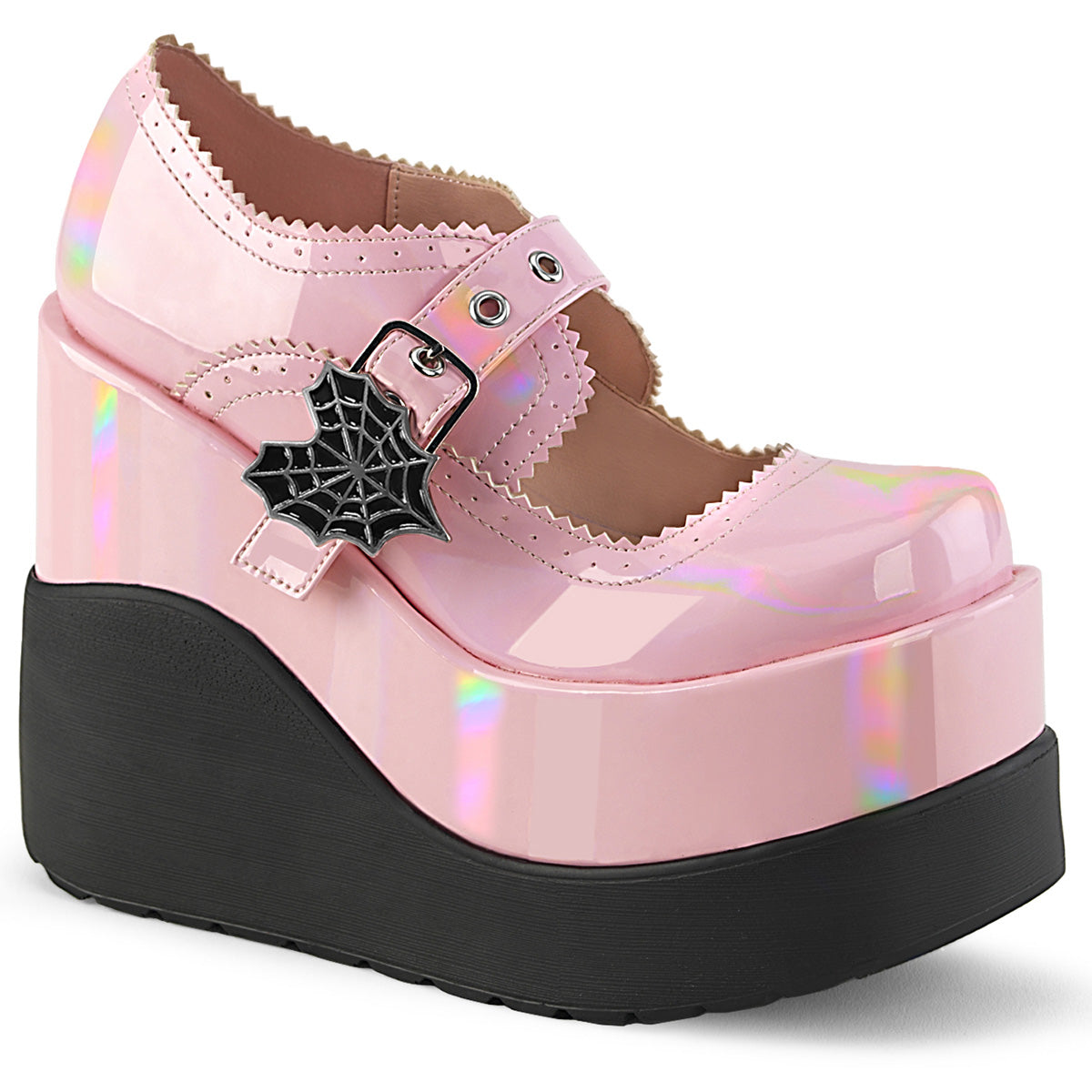 Women\'s Demonia Void-38 Platform Shoes Baby Pink Holo Patent | KVZ678025