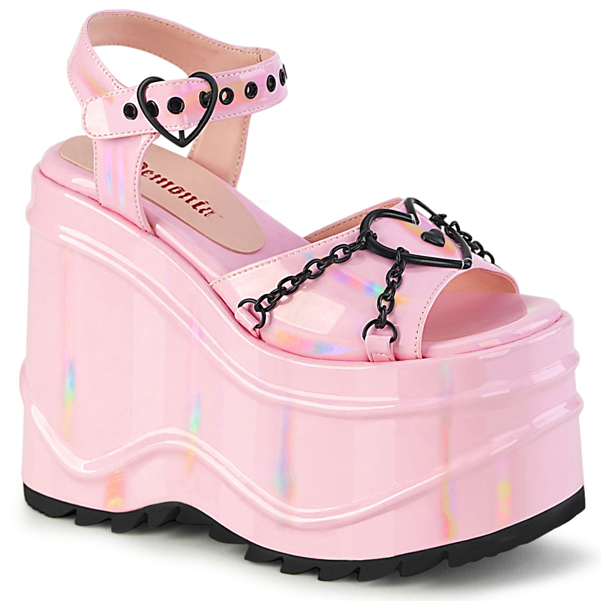 Women\'s Demonia Wave-09 Sandals Baby Pink Hologram | ELT475692