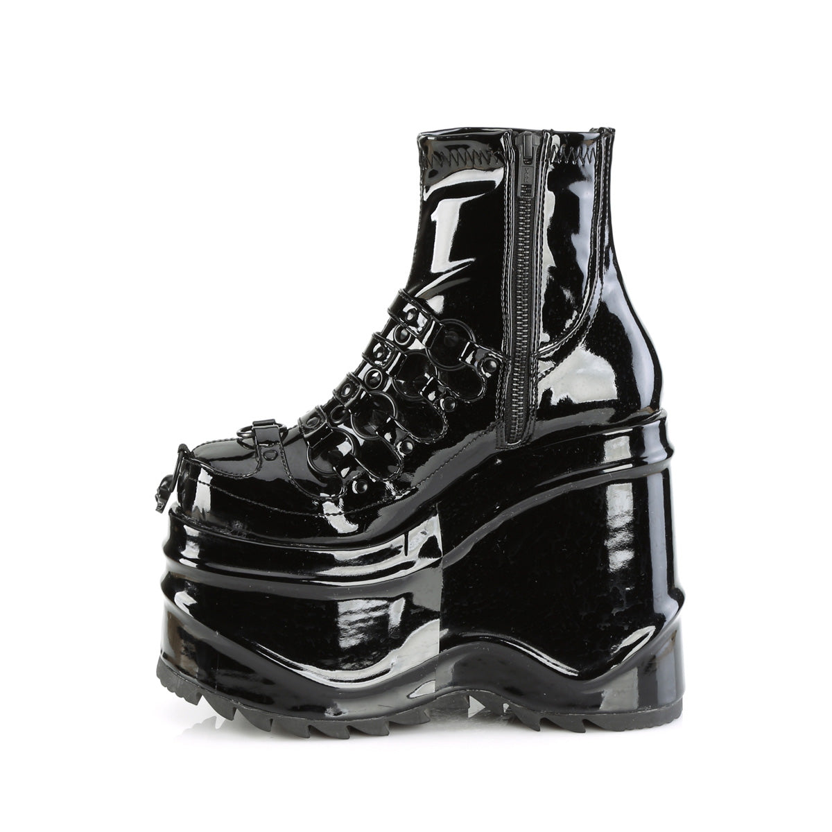 Women's Demonia Wave-110 Platform Boots Black Patent | VWF283170