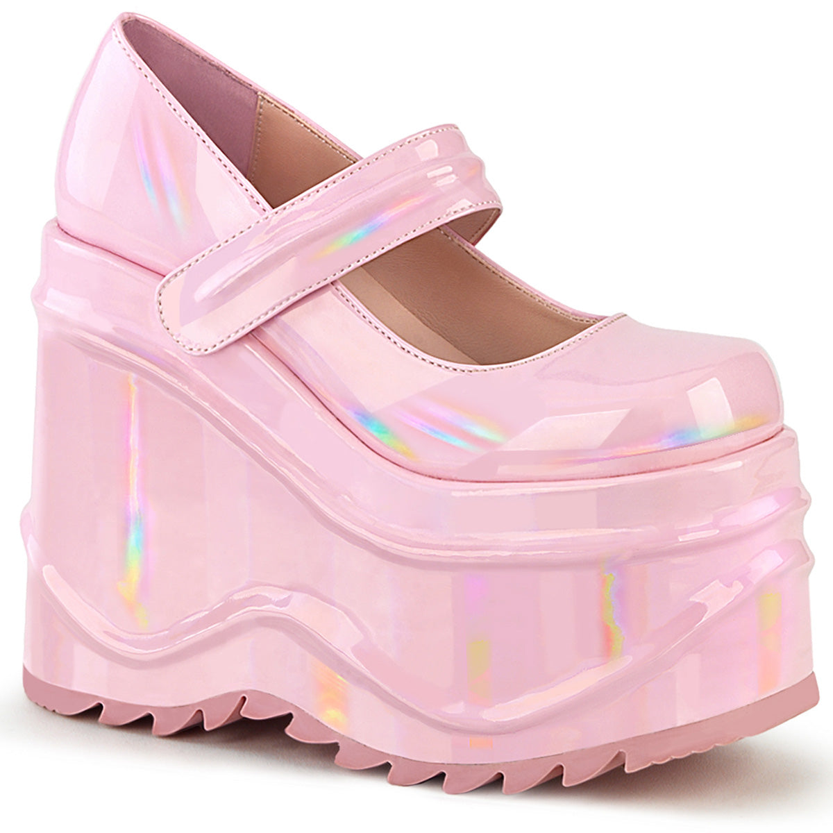 Women\'s Demonia Wave-32 Platform Shoes Baby Pink Hologram | DPX603814