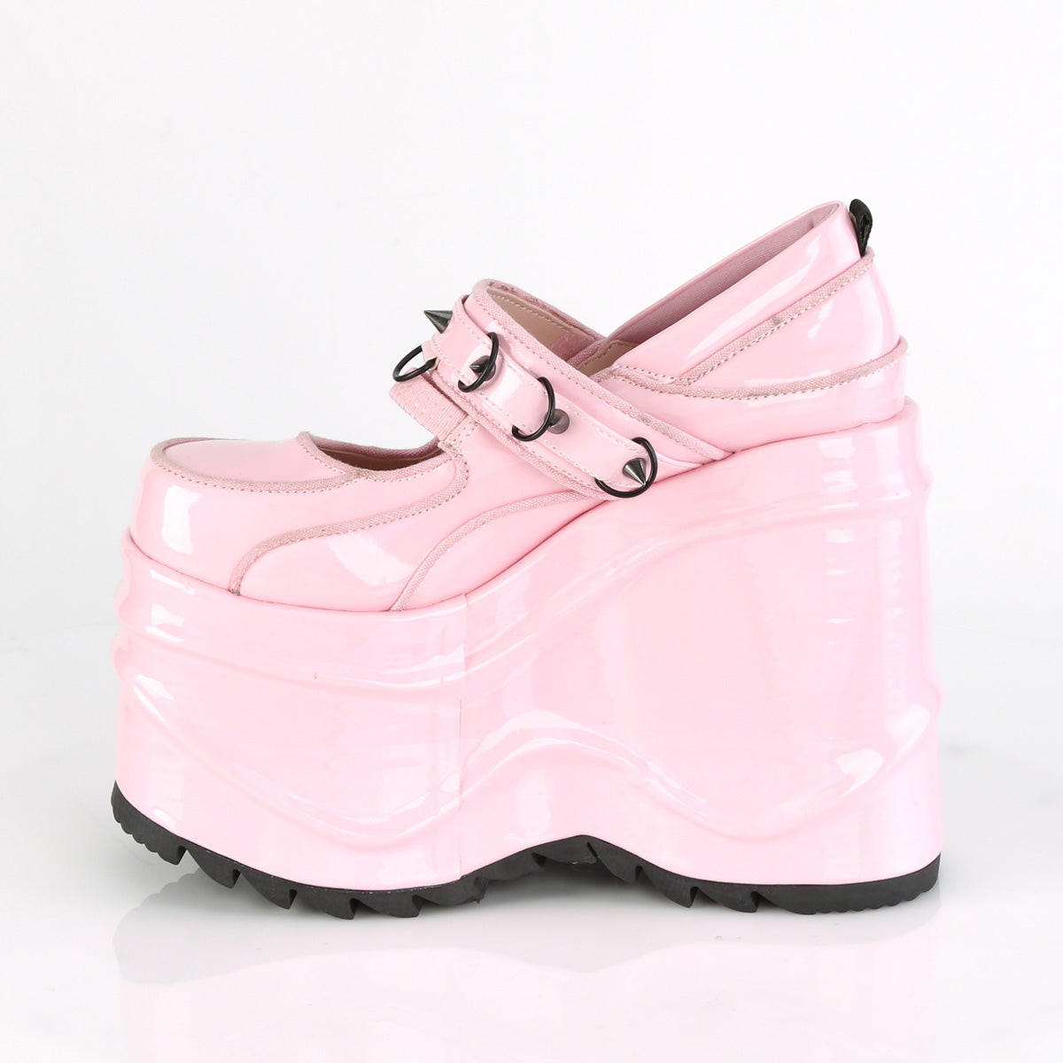 Women's Demonia Wave-48 Platform Shoes Baby Pink Hologram Patent | CNI601487